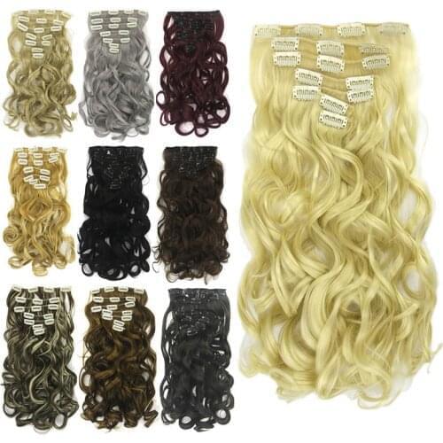 Gres Curly Clip-in Long Synthetic Hair Extensions 15Colors High Temperature Fiber Women Hair Extension 7pieces/set