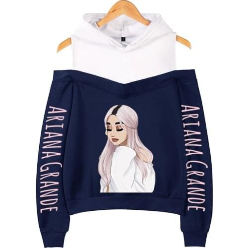 New 3d Print Ariana Grande Pink Off Shoulder Sweatshirts Women Hoodies Fashion Casual Long Sleeve Kawaii Hoody Off Shoulder coat