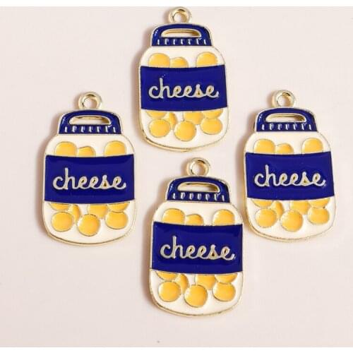 10pcs 15*26mm Enamel Bottle Cheese Charms for Original Jewelry Making Accessories Food Charms Necklaces Earrings Pendants Craft