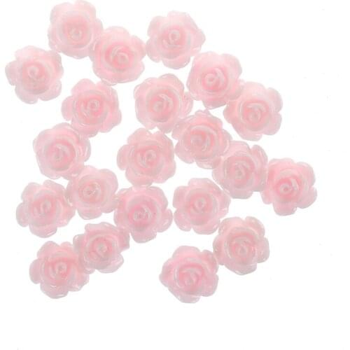 20pcs 3D Pink Little Rose Flower with Rhinestones Nail Art Decoration