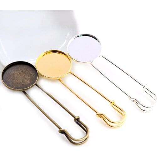 5pcs 18mm 20mm 25mm Inner Size Bright Silver/Gold Plated Bronze Brooch Pin Simple Style Cabochon Base Setting Pendant