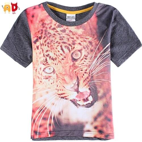 AD Cute Children T shirts Cool Tiger Gray Summer Boys Clothes Quality 100% Cotton Kids T-shirt roupas infantis menino