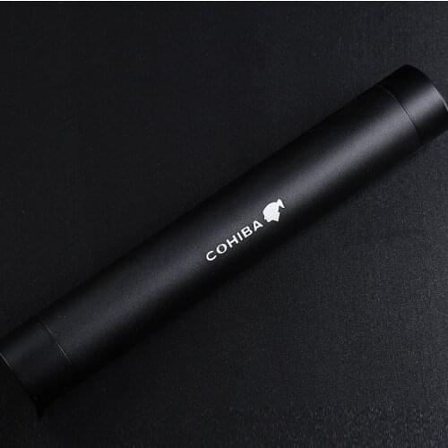 Black Copper Carving Single Cigar Accessories Big Diameter Gadgets Travel Portable Metal Cigar Tube With Box CE-007