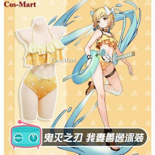 Anime Demon Slayer:Kimetsu No Yaiba Agatsuma Zenitsu Cosplay Costume Cute Bikini Swimsuit Activity Party Role Play Clothing S-XL
