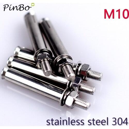 2pcs/lot 5lot+ discount 10% M10*60/70/80/100 stainless steel 304 Anchor Bolts with Expansion Sleeve/Shield, Hex Nut
