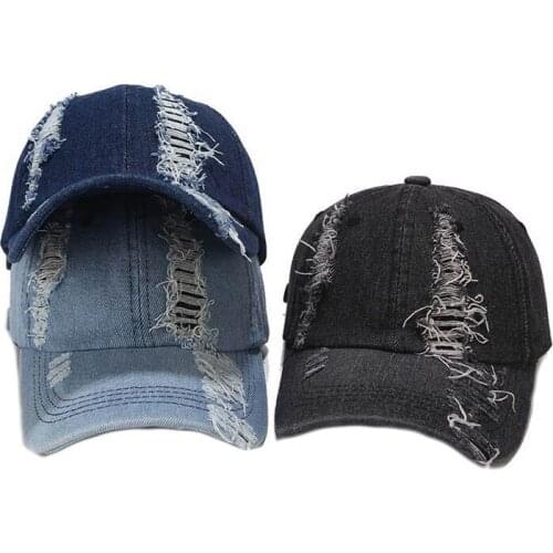 New Solid Hole Denim Baseball Cap Snapback Hats Men Women Wash Cowboy Hats Bone SunHip Hop Jeans Cap Casquette Gorras