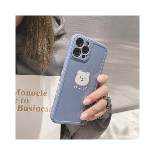 Phone case mobile shell for iphone11 XR XS 7/8/SE 2020 11pro Xs 7p/8plus X/Xs 12pro max 12mini Cartoon holder Side bear cute