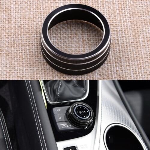 CITALL Interior Multimedia Decoration Ring Knob Cover Fit for Infiniti Q50 2014 2015 2016 2017 2018 2019 Aluminium Alloy Black