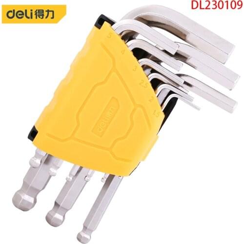 Deli DL230109 The Ball Head Hex Nine Sets Allen Wrench Flat Head Hexagon Specification 1.5/2/2.5/3/4/5/6/8/10 Hand Tools