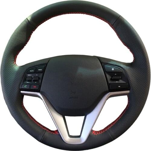 DIY Genuine Leather Car Steering Wheel Cover For Hyundai Tucson 2015 2016/ Protect Steering-wheel