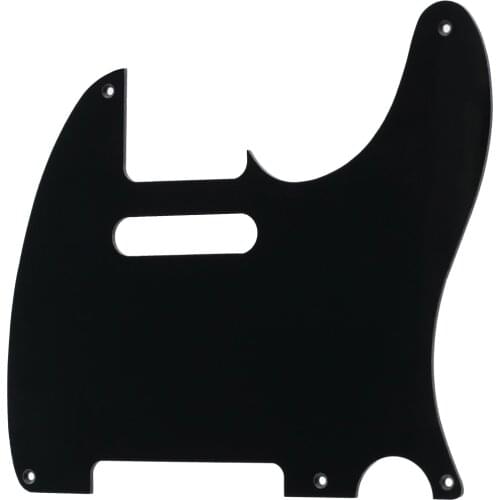 Musiclily 5 Hole Vintage Tele Pickguard for Fender American/Mexican Made Standard Telecaster Style Electric Guitar, 1Ply Black