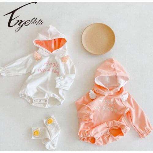 Engepapa Toddler Baby Girl Letter Printing Hooded Collar Rompers Spring Autumn Lovely Newborn Baby Girls Cotton Jumpsuit