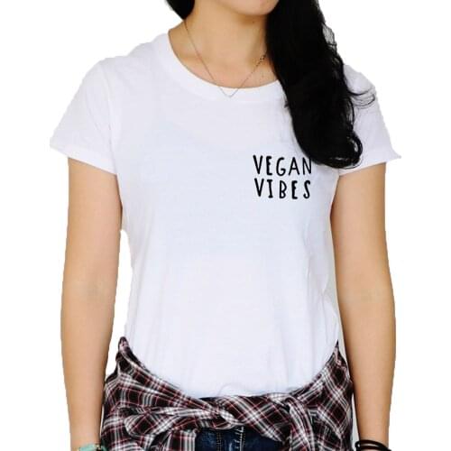 Vegan Vibes Printed Short Sleeve T Shirt Women Cotton O-neck Casual Tee Shirt Femme Black White Loose T-shirt Women Top