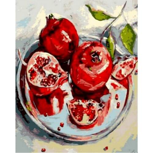GATYZTORY 60x75cm Frame Painting By Numbers Kits Red Pomegranate Landscape Oil Picture By Number Handpainted Home Wall Decor