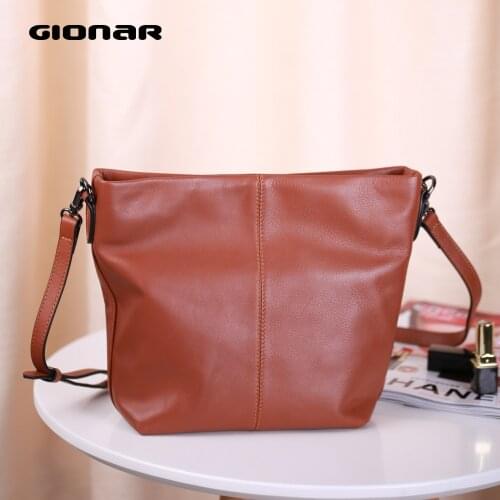 GIONAR Genuine Leather Handbags for Women Designer Shoulder Messenger Bag Soft Cow Top Layer Skin Handmade Cross Body Purse
