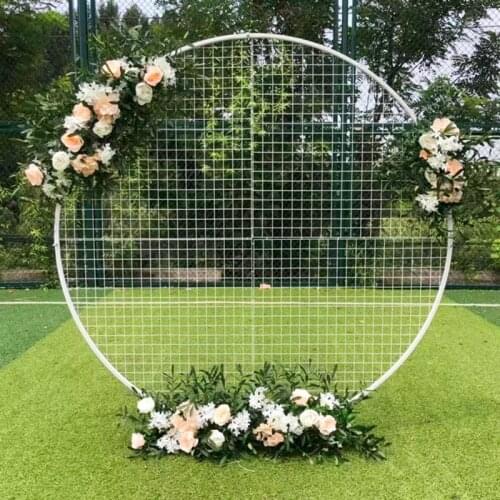Hot Wedding Decor Props Wrought Iron White Grid Circle Arch Backdrop Flower Frame DIY Wedding Festival Stage Flower Shelf