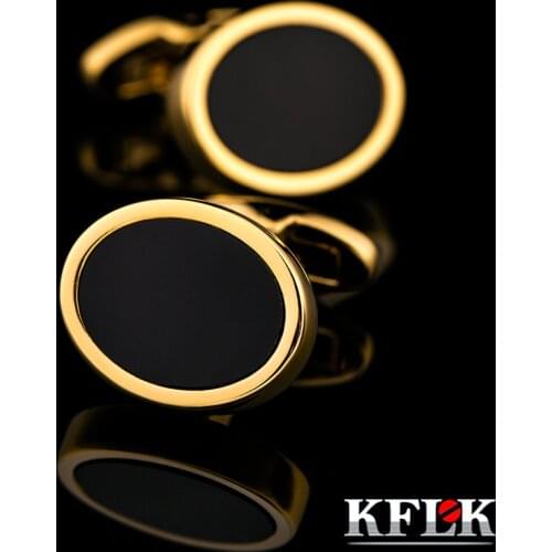 KFLK French Shirt Fashion Cufflink for Mens Brand Cuff link Button Oval Gold-color High Quality guests 2017 New Arrival