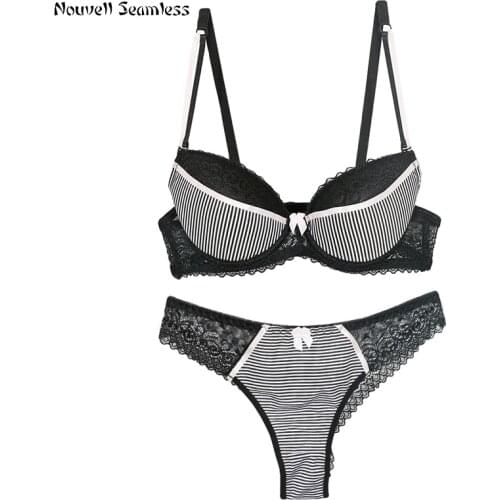 Nouvelle Seamless Fashion Sexy Bras Set Push Up French Lace Underwear BCDE Cup Brassiere and Panty Womens Lingerie