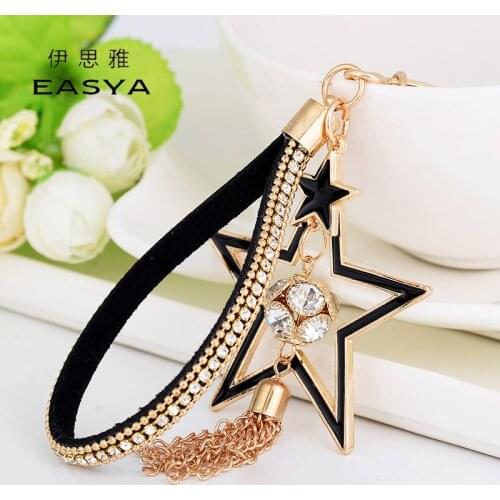 Creative Five-Pointed Star Keychain Male Pendant Korean Style Rhinestone Trend Car Key Ring Exquisite Ladies Bag Ornaments