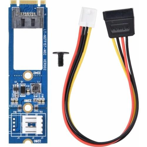 M2 TO SATA M.2 NGFF SATA to 7Pin SATA Horizontal Converter Adapter Card Expansion Card+4Pin Power Cable for WinXP Win7 Win8