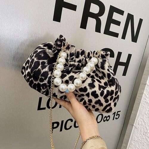 Tiger Pattern/Zebra Pattern/Leopard Pattern Mini Elegant Tote Bags For Women 2021 Sexy Nightclub Handbag Pearl Chain Hobos