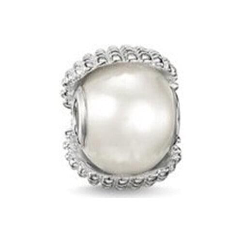 Cute Pearl Crystal Bead, Fashion Thomas Style Karma Beads 925 Sterling Silver Ts Jewelry Fit Necklace Bracelet Charm for Women