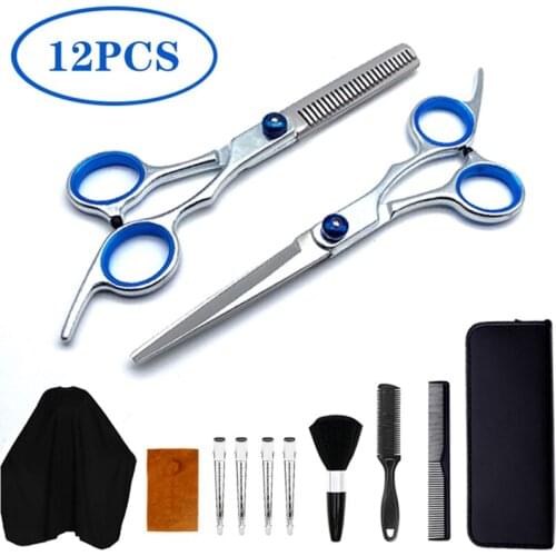 Hair Cutting Scissors Shears Set, 12PCS Hairdressing Scissors Kit, Hair Trimming Scissors, Texturing Thinning Shears with Combs