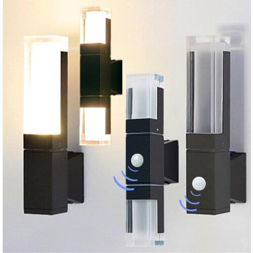 20W PIR Motion Sensor Acrylic Outdoor Waterproof LED Wall Lamp Double-headed Exterior Wall Light Villa Aisle Balcony Porch Light