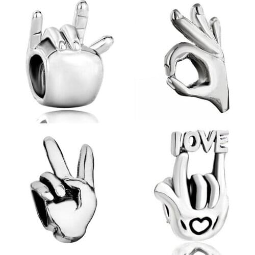 Slide charm free shipping DIY beads a variety of sign language charm fit Pandora bracelet necklace