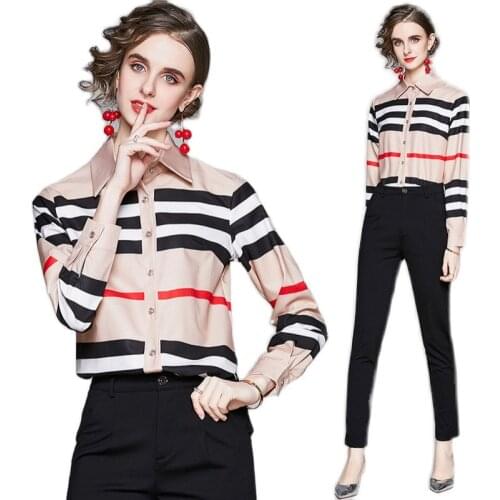 Stripped Women Blouse Long Sleeves blusas mujer de moda Elegant Casual blouse femme Simple Luxury tunique mujer womens tops Sexy