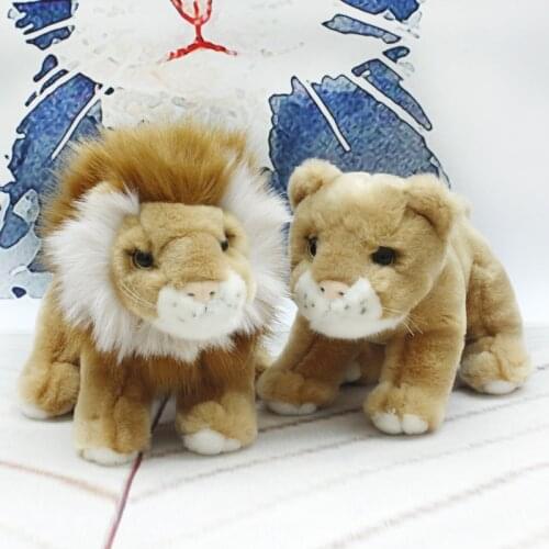 Lifelike 20/28cm plush Simulation Lion Cute forest animals stuffed sfot good quality Pillow Soothing doll educational toy