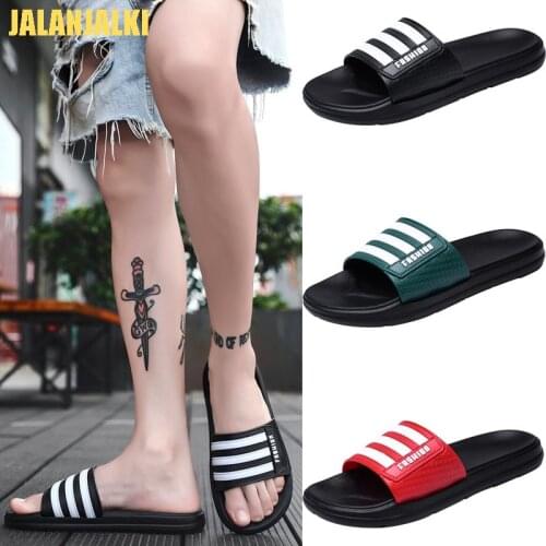 JALANJALKI Summer Casual Mens Sandal comfortabel Non-slip Outdoor Indoor Zapatos Hombre Black Green Red and White stripes