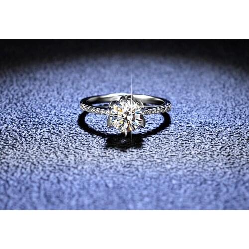 Silver Platinum Excellent Cut Diamond Test Passed 1 Carat D Color High Clarity Moissanite Romantic Rose Ring Silver 925 Jewelry