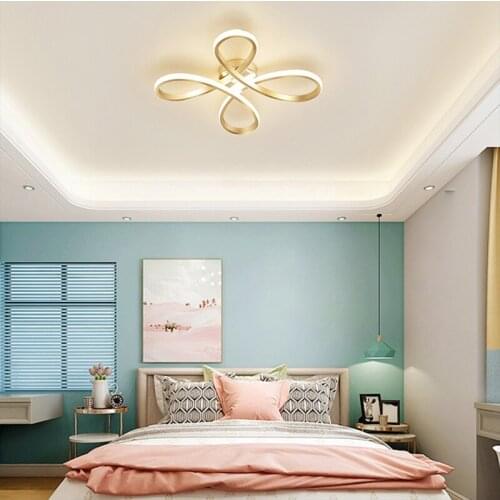 Modern Bedroom Ceiling Light Golden LED Light Creative Childrens Room Lights Highlight Remote Dimming AC220V Home Lighting