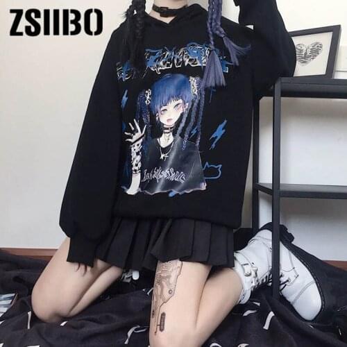 Vintage Girl print Sweatshirts Hoodies Women Harajuku Streetwear Casual Long Sleeve Crewneck Oversized Fashion Hoodie Female