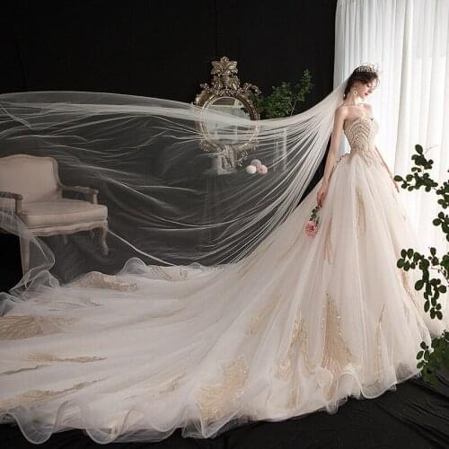 Tube Top Wedding Dress 2020 New Summer Bride French Trailing Mori Super Fairy Dream Simple Go Out Yarn Light Strapless
