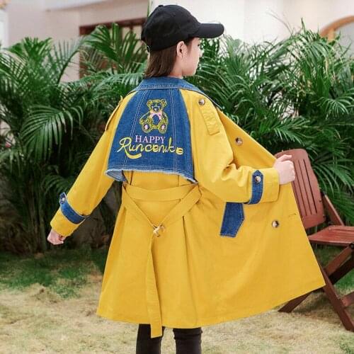 Teenage Trench Coats for Girls Outerwear 2021 Autumn Kids Khaki Windbreaker Girls Clothes Long-sleeved Tops Children Jackets