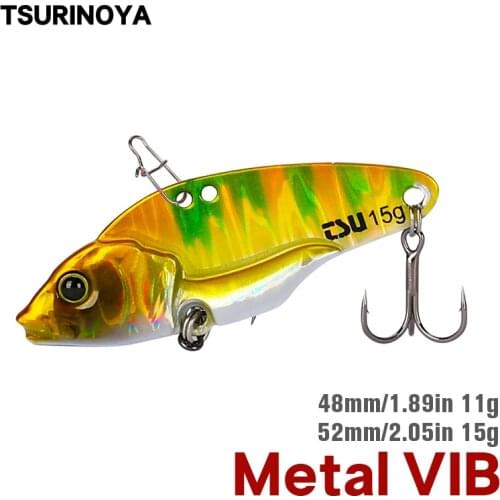TSURINOYA Fishing Lure ATTACKER 48mm 52mm 11g 15g Metal Spoon VIB Hard Lure Winter Fishing Vibration Wobblers Ice Jig Bait
