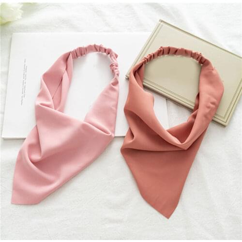 Solid Color Macaron Color Headband Women Triangle Hair Scarf Elastic Hair Band DIY Turban Bandana Headwrap For Hair Accessories