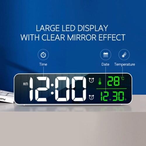 USB LED Digital Alarm Clock Watch For Bedrooms Table Digital Snooze Electronic Desktop Mirror Clocks Home Table Decoration 9