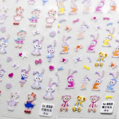 Japanese Cute Anime Nail stickers cute rabbit nail Art decorations Lovely Bunny Nail Sliders For Manicure