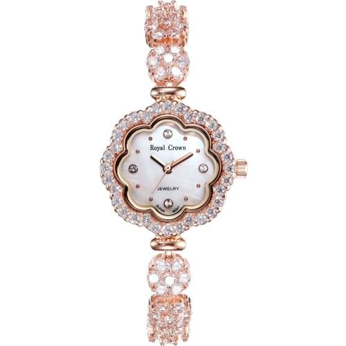 HERHOME Fashion Women Full Crystals Jewelry Watches Luxury Rhinestone Bracelet Watch Waterproof Quartz Roman Wrist Watch Lotus