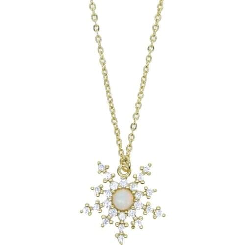 New fashion delicate sunflower charm gold Color Pendant Necklace for elegance women natural white opal Stone necklace Jewelry