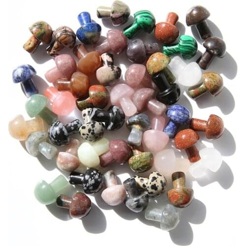 Mixed Color 10PCS Mini Natural Rose Quartz All Kinds of Gemstone Carving Crafts Crystal Mushrooms for Home Decoration