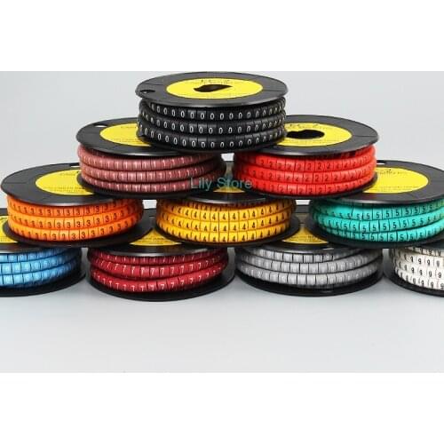 1000Pcs 0 to 9 number 2.5mm2 Cable Wire Marker Spiral Wrapping Colored 18AWG-12 AWG EC-1