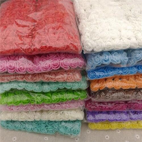 144pcs 2cm Mini Foam Roses Artificial Flowers Home Wedding Car Decoration Fake Rose Flowers for Needlework Bouquet Multicolor