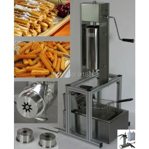 3 in 1 5L Manual Spainish Churros Machine Maker with Support + 6L 110v 220v Electric Deep Fryer + 700ml Churro Jam Filler