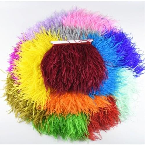 5 Meter 8-10CM ostrich feather trims natural Black White ostrich feather For Crafts ribbon fringe for skirt Accessories Supplie