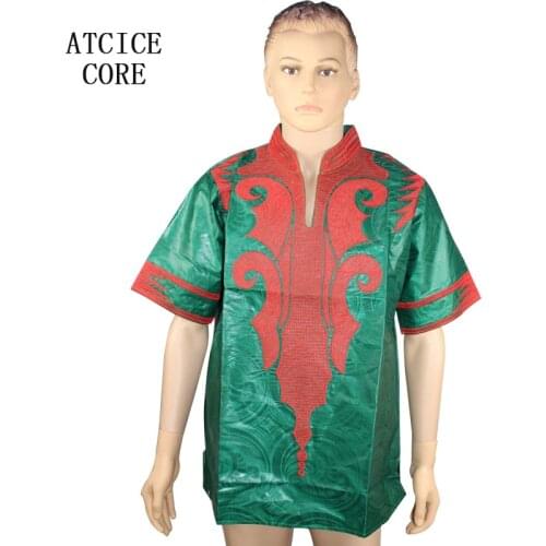 African bazin riche embroidery man shirt short sleeve LZ20