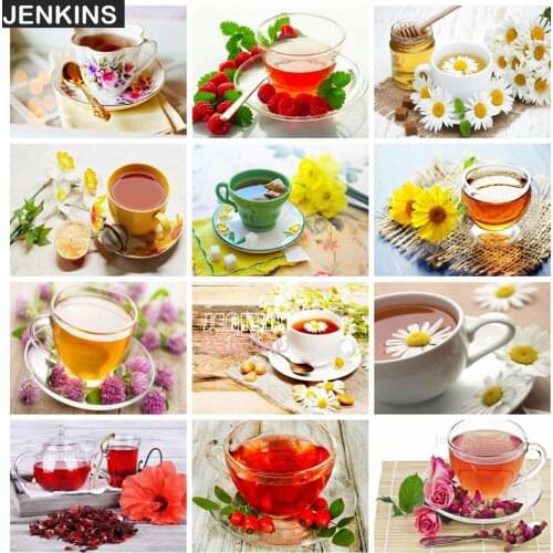 DIY Diamond Painting Teacup Afternoon Tea Decorative Canvas Paintings In Lounge Room Home Wall Decor Personalized Puzzles Gift